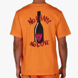 BAIN DE MER LUXURY RESORT WEAR Orange Graphic Tee NO Champagne NO LOVE